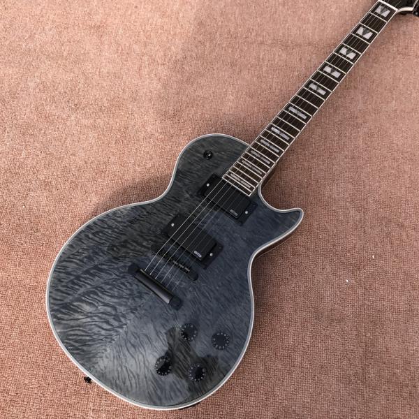 Custom LP electric guitar, Transparent black burst maple top, Active pickup