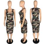 Close Fitting Slim Ladies Maxi Dress Tank Top Skirt Round Neck Sexy