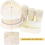 Graduation Party 9 Oz Upscale White And Gold Disposable Dinnerware Sets