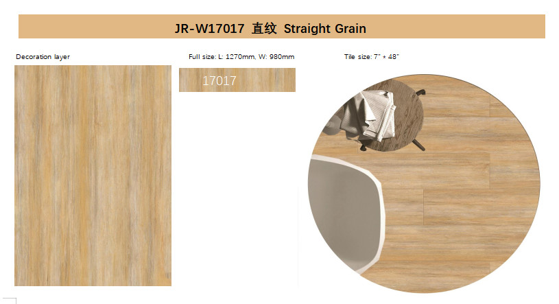 0.5mm SPC Waterproof Vinyl Biodegradable Anti Shock Straight Grain GKBM JR-W17017