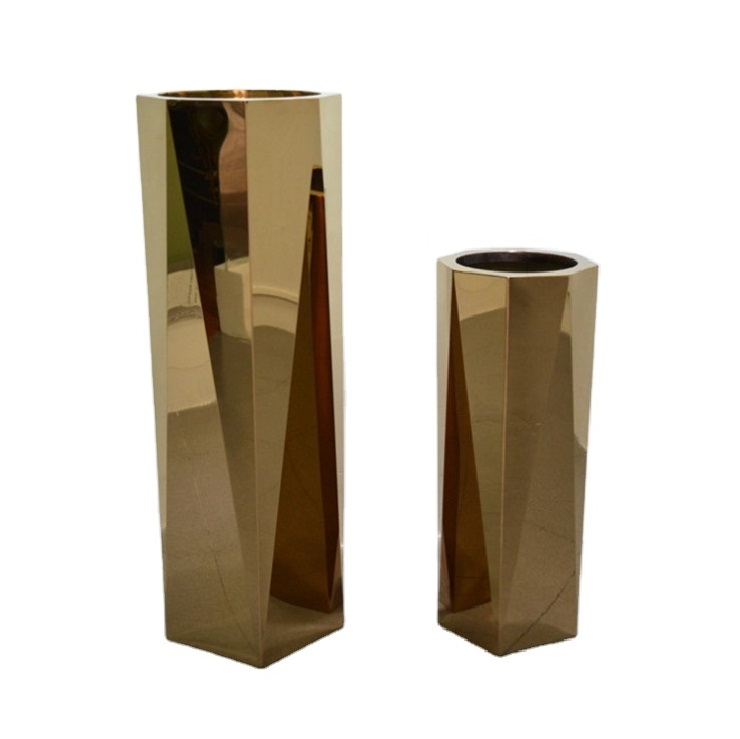 Hotel lobby decoration twisting stainless steel flower planter pots
