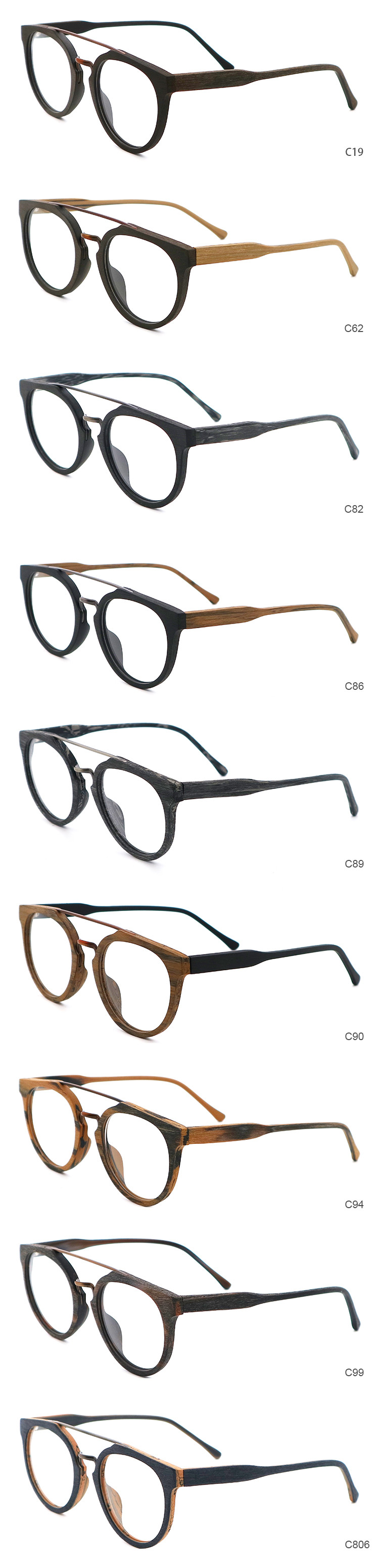 Latest Styles Wood Copy Acetate Retro Optical Glasses Frame MR 09