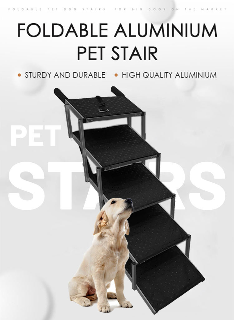 Folding Portable Aluminum Dog Stairs Steps Folding Pet Dog Ramp Dog Stairs For Car