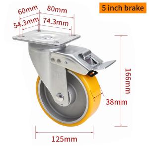 Quality EDL‌ Medium Duty 5inch Aluminum Caster Plate by Rigid , Swivel and Brake Type 300kg 665P-86A wholesale
