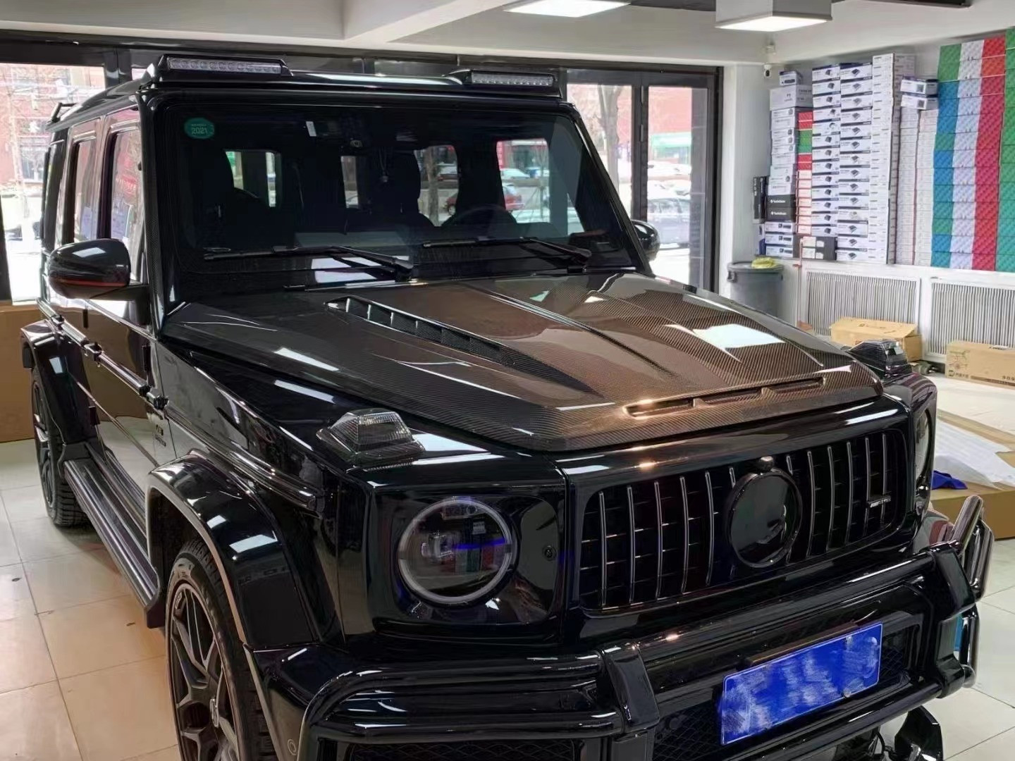 For Benz G-class W464 W463 G500 G550 G63 G350 Carbon Fiber Machine Cover W464 W463 Upgrade Topcar Style Cover