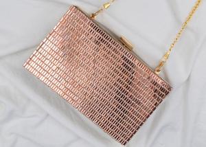 Quality Rectangular Acrylic Clutch Bag With Small Champagne Crystal Stone Front wholesale