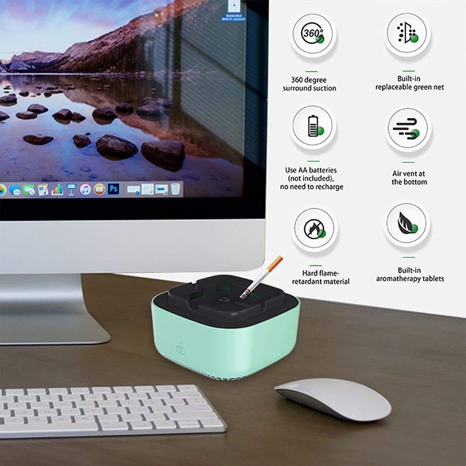 Smokeless Ashtray with Air Purifier: Keep Your Indoor and Outdoor Spaces Clean and Smoke-Free with Smart Air purifiers Car Home