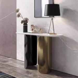 Quality Elegant Entryway Console Tables - Marble Top &amp; Stainless Steel Base wholesale