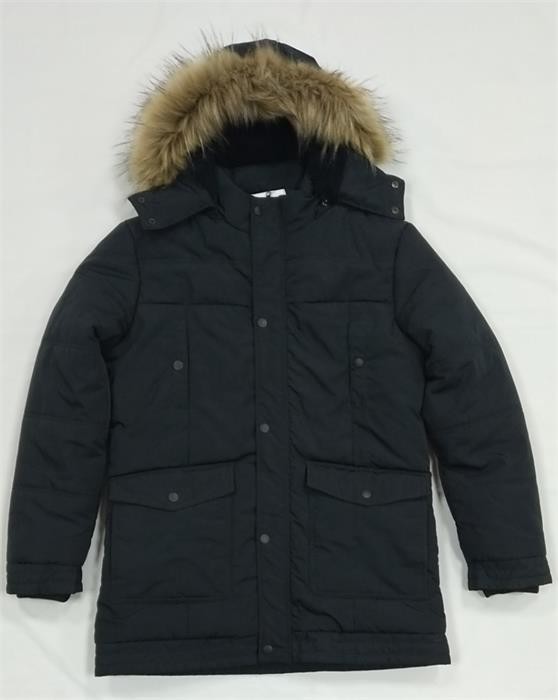 Polyester Mens Longline Padded Coat Black Long Thin Padded Coat