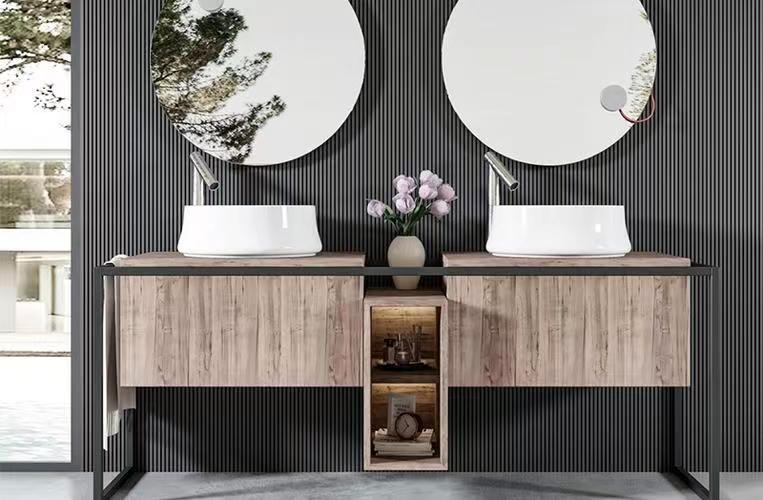 Acrylic Door Panel Surface Treatment Hotel Bathroom Vanity Cabinet for Apartment