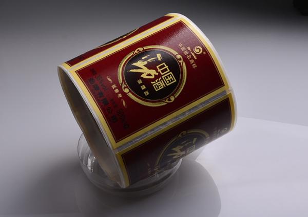 Custom printing glossy varnishing self adhesive special paper chinese wine