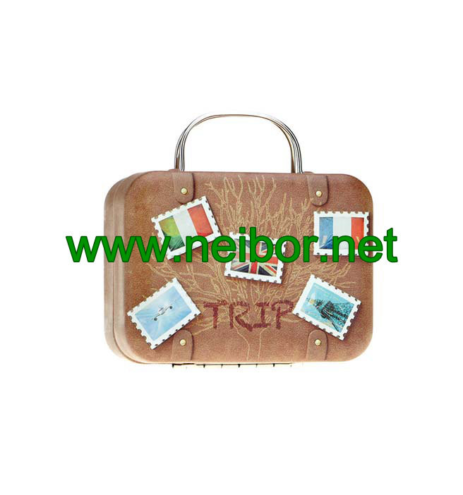 gift tin suitcase tin box with handle for wedding to pack chocolate or candy