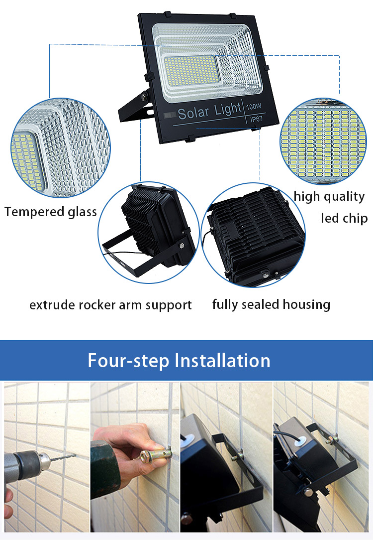 Die Cast Aluminum Ip66 Led Solar Flood Light For Building Facades