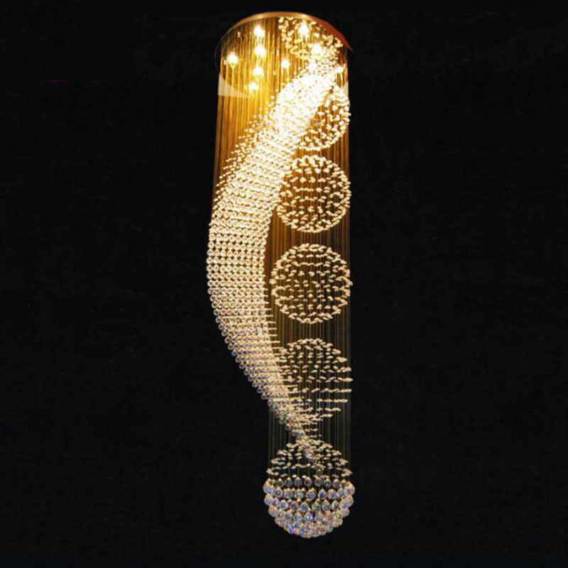 Long stair modern lamp crystal chandelier LED lights elegant chandelier(WH-NC-19)