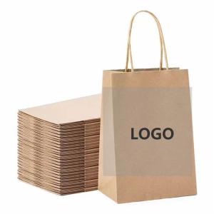 Quality Custom Logo Khaki Kraft Wedding Gift Bag 8lb Load wholesale