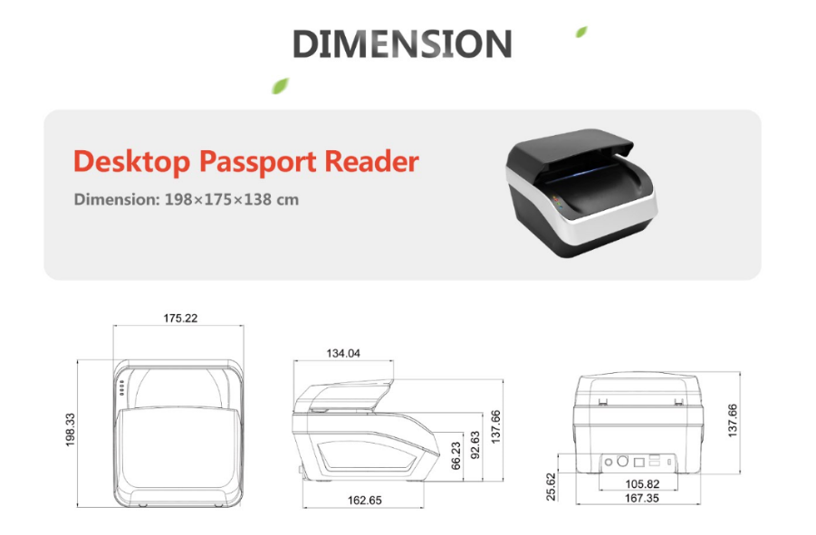 2 Second Scan Speed Passport Reader and OCR Scanner with Software Development Kit