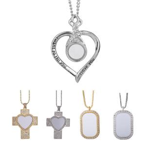 Quality Sublimation Blanks Heart Button Necklace Sublimation Products For Valentine'S Day wholesale