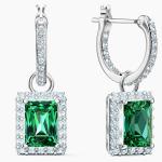 Green CZ Diamond 925 Sterling Silver Classic Luxury Hoop Earrings for Women's