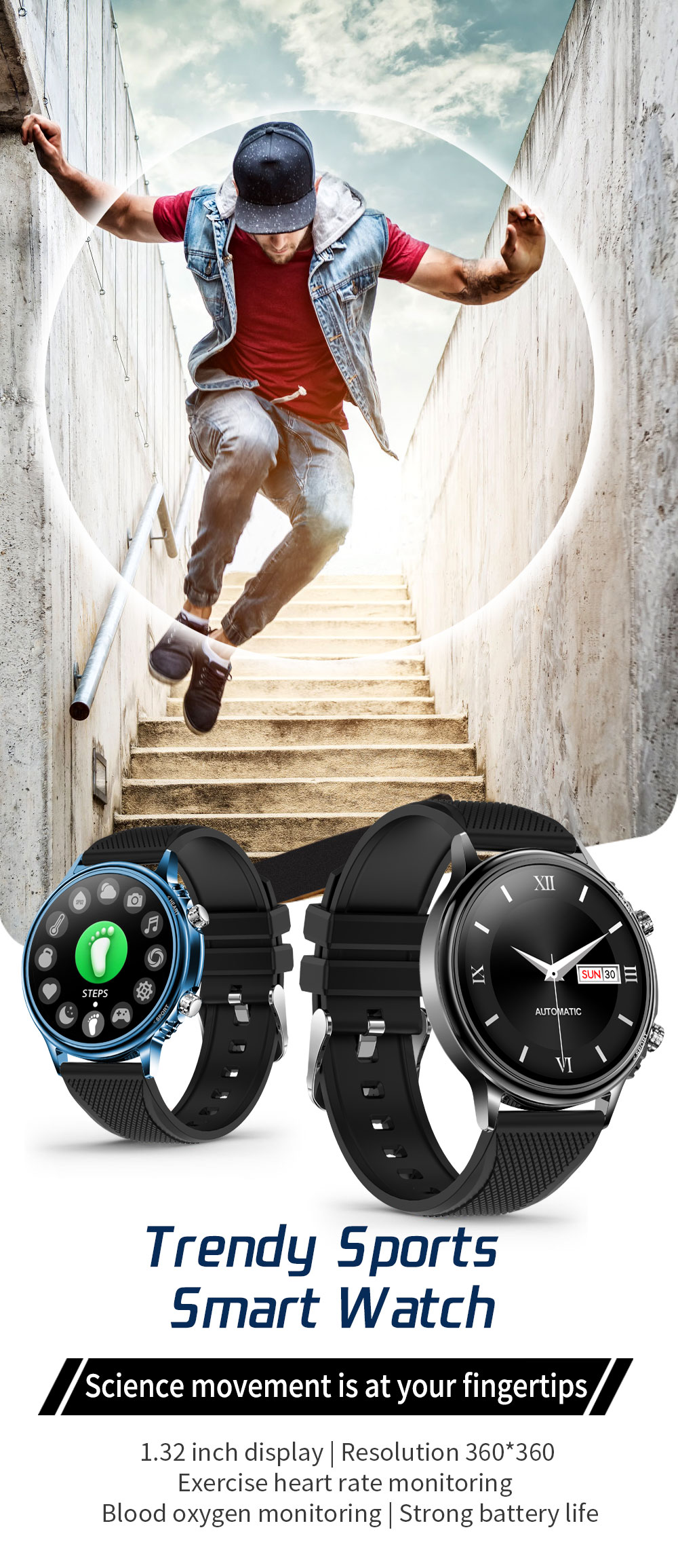 High Definition GR5515 Full Touch Smartwatch Multi Dial Switching