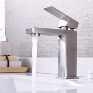 Quality Environmentally Friendly Brushed Silver Hot And Cold Water Tap Mixer For Wash Basin wholesale