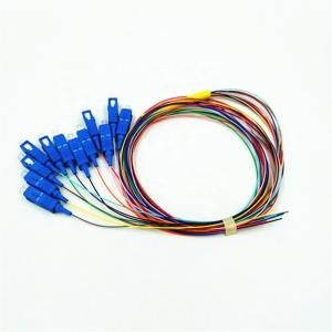 Quality 0.9mm SC SM Pigtail 8 12 Color Coded , G652D Tight Buffered Fiber Optic Cable wholesale