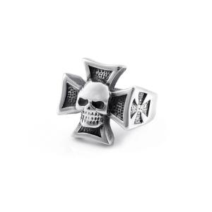 Quality Retro Cross Skull Stainless Steel Ring Titanium Punk Trendy Style wholesale