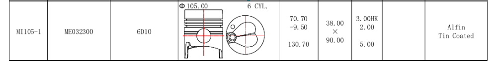 Piston And Piston Ring Use For MITSUBISHI 6D10 Diesel Engine Liner Kit ME032300
