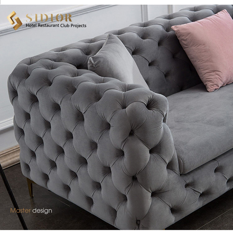 3 Seater Modern Upholstered Sofa Set Fabric Crushed Velvet Sofas 2.1m length