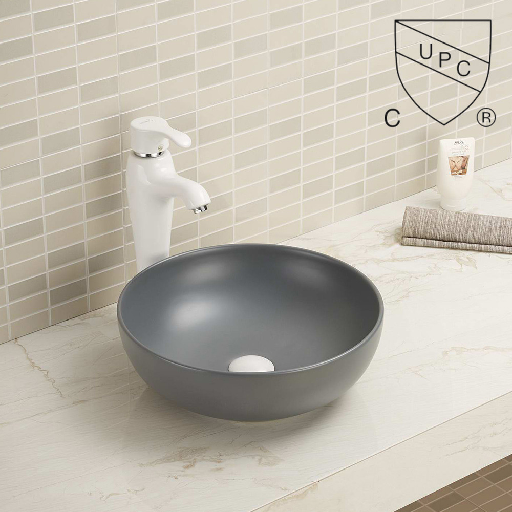 Wash Hand Basin Counter Top Bathroom Sink Matte Blue Vessel For Hotel Bathroom