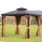 Outdoor Hardtop Gazebo Patio Hardtop Gazebo Metal Frame Anti-UV