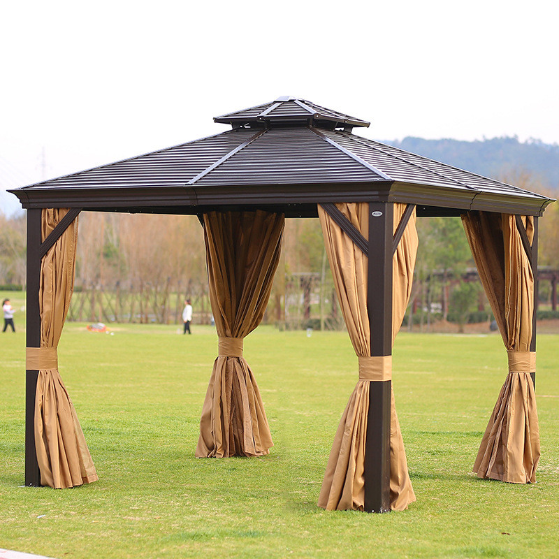 Galvanized Steel Metal Double Roof Aluminum Gazebo Outdoor Hardtop Gazebo