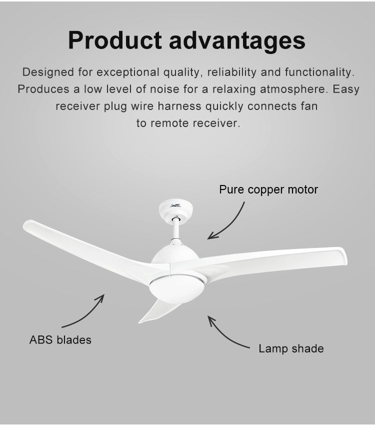 Lighting Solutions Service 52-inch Simple Plastic Ceiling Fan Remote Control 3 Speeds