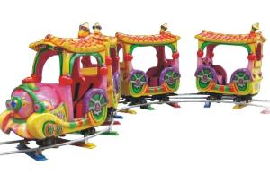Quality Electric Outdoor Amusement Train Rides , Cartoon 14 Seats Mini Track Train wholesale