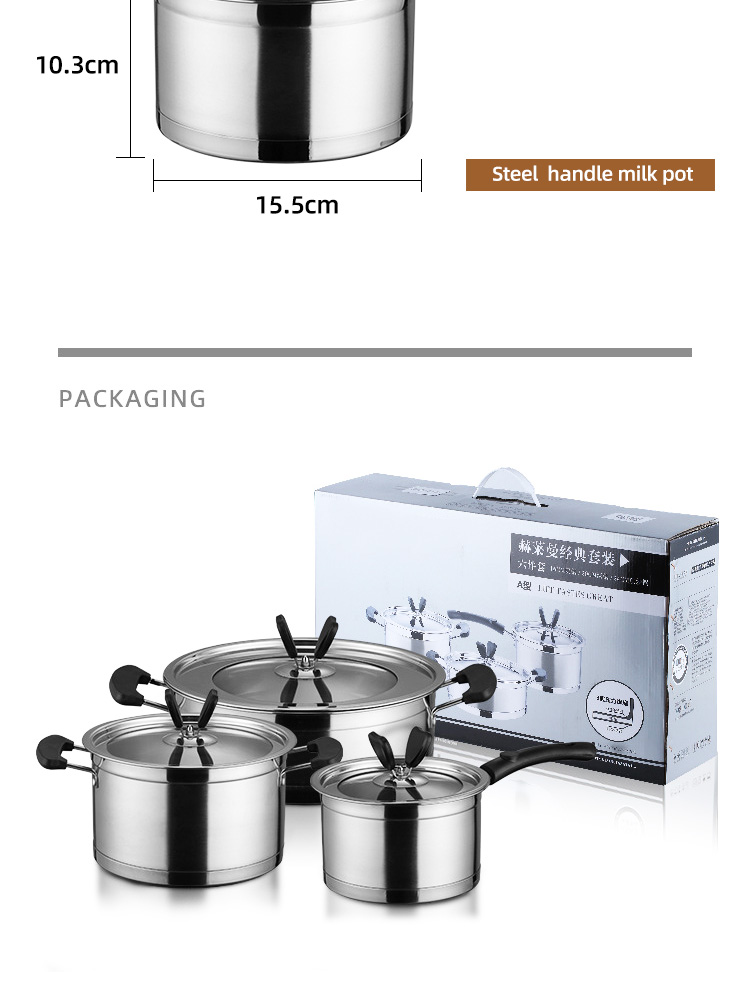 Multifunction Kitchen Cookware Silver Cooking Pot Set Stainless Steel Cookware Sets With Bakelite Handle