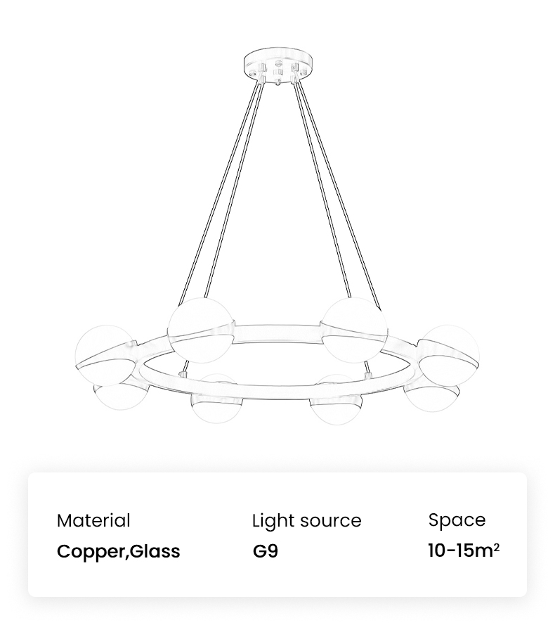 Modern living Room Copper Chandelier Lamp Luxury Bedroom Chandelier Lighting(WH-MI-460)