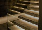 Walnut Wood Treads Floating Steps Staircase Tempered Glass Railing Residential