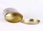 Big Leaf Tea Packaging Oval Tin Box , Metal Tinplate Material Tin Buckets Custom