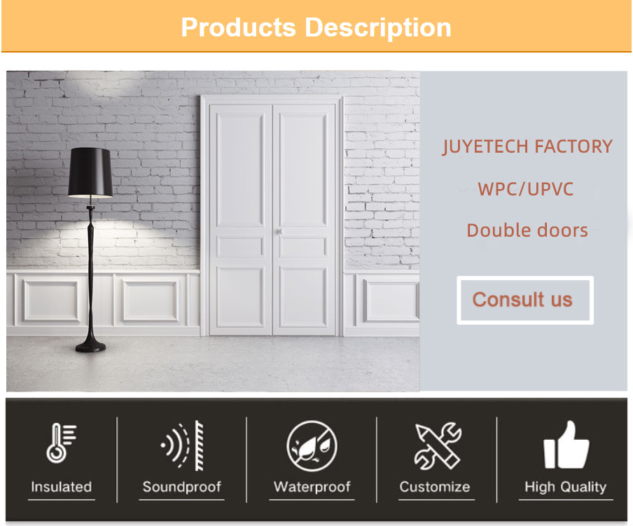 Modern Design WPC Double Doors Fire Resistant Office 1600mm Width