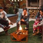 Black Metal Fire Pit BBQ Stove Outdoor Bonfire Weathering Steel Wood Burning