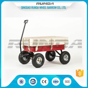 Quality Light Duty Garden Mesh Cart 21kg , Red Color Steel Garden Wagon 10inches Wheel wholesale