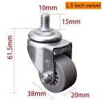 30kg Mini Caster Wheels 1.5 Swivel Casters With Brake 2615S-53