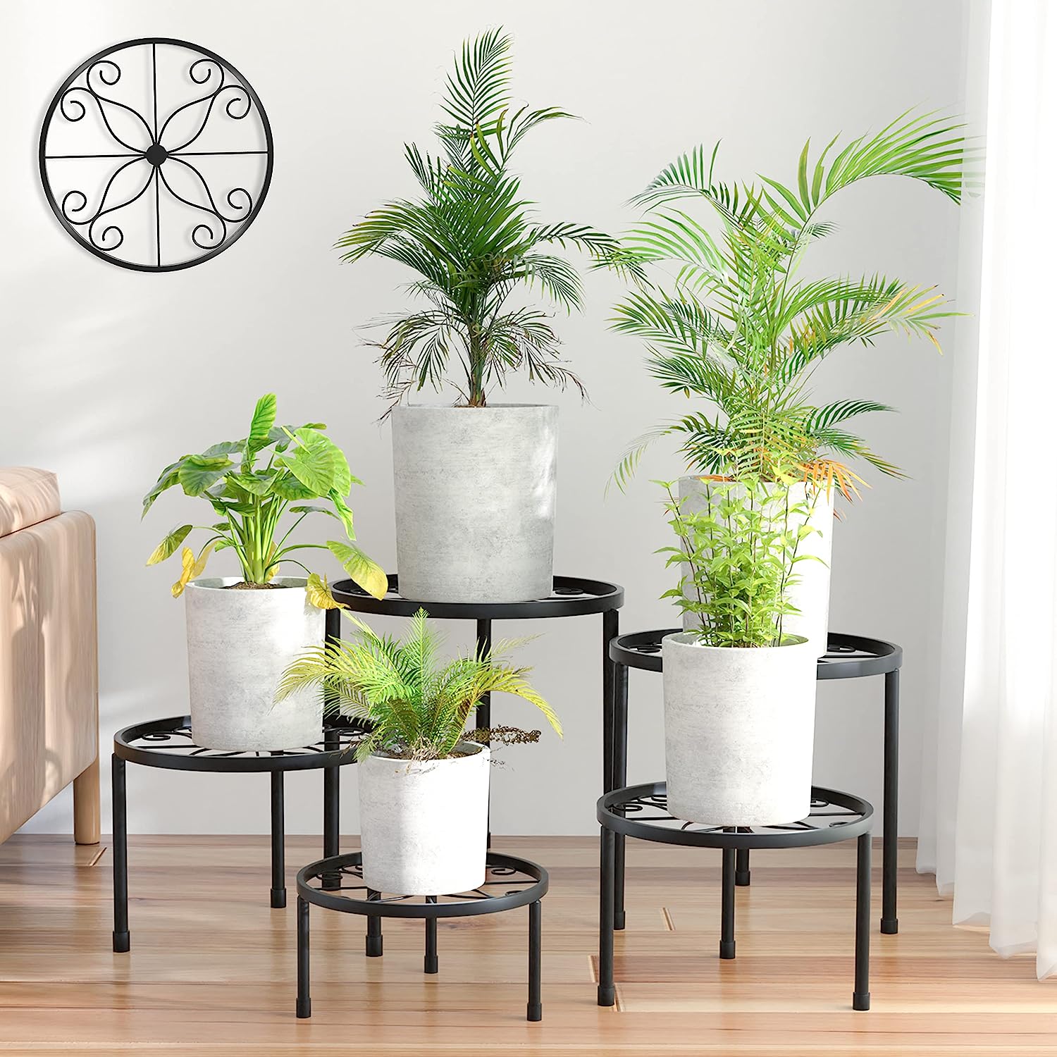 Metal Flower Pot Stand Black Steel Vintage Powder Coating Plant Pots Planters Rack
