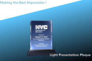 Quality Light Presentation Plaque Corporate Awards/crystal award/2d crystal award/flat award wholesale