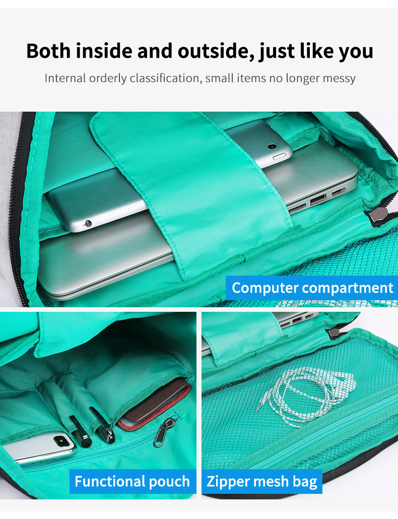 High quality fashion waterproof USB trend men's school bags Laptop Backpack