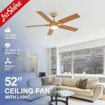 1stshine LED Ceiling Fan with Remote Wood Grain Finish 5 Blades Logo 1stshine