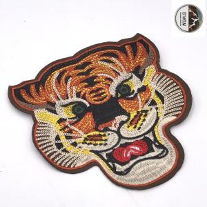 Quality Animal Handmade Embroidered Cloth Patches , Large Tiger Patch With Hot Cut Border wholesale