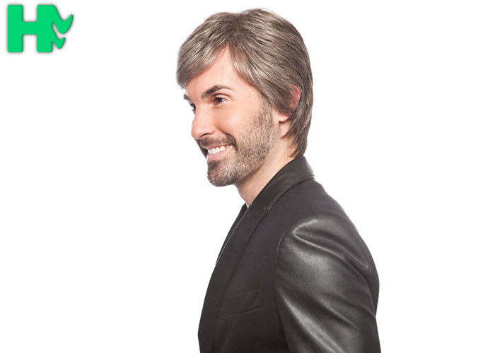 Father’s Day Gift Synthetic Men Short Hair Wigs With Side Bang , Men Hair Wig