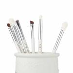 Jessup 6pcs Travel Makeup Brushes White Wood Handle