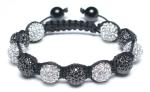 Adjustable Shamballa Bracelet, Crystal & Gunmetal Rhinestone Ball