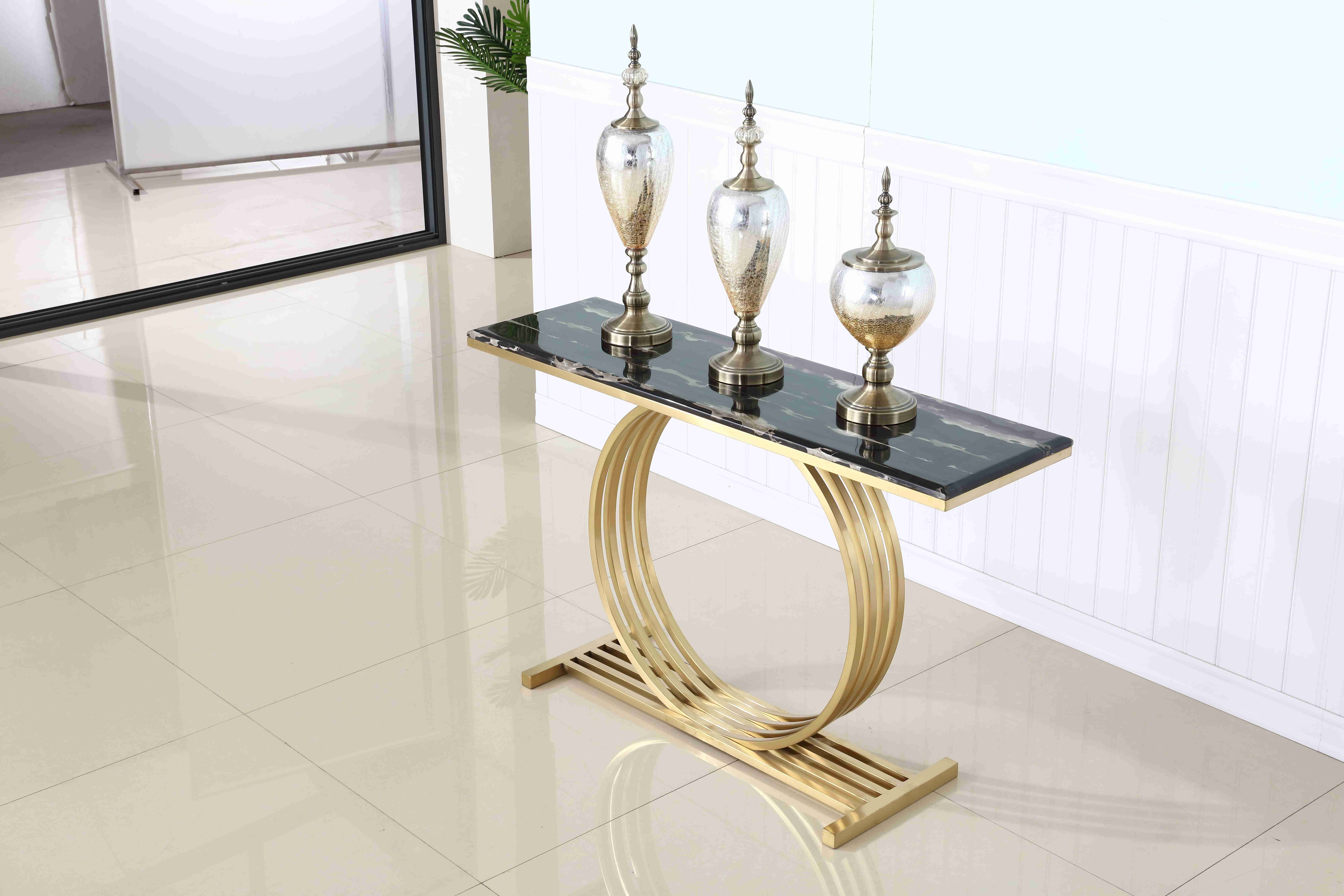 Luxury Marble Top Stainless Steel Base Hallway Corner Living Room Console Table Decorative